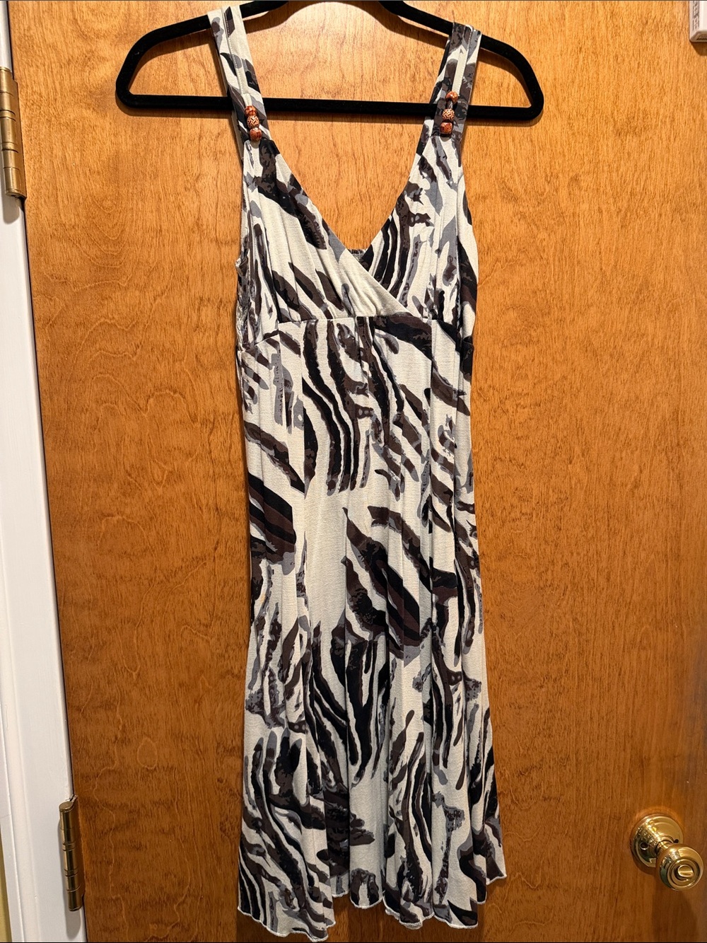 Sleeveless Brown, Black & Cream Zebra-Print Swim Coverup Dress